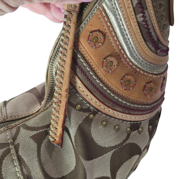 Limited Edition Coach Studded Signature Hobo Boho Shoulder Bag 2006 Prestine 932 - Picture 8 of 11